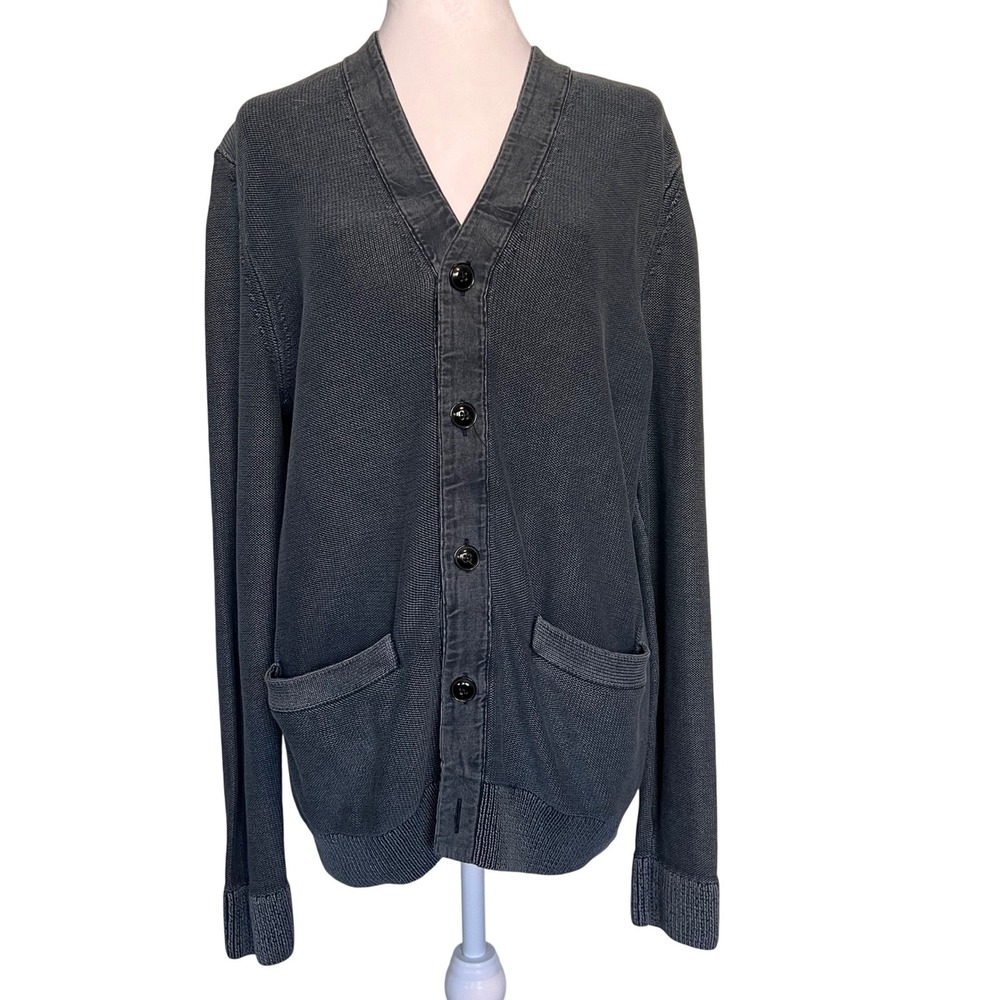 Abercrombie & Fitch Mens Cardigan Sweater Medium Gray Knit V Neck Button Up